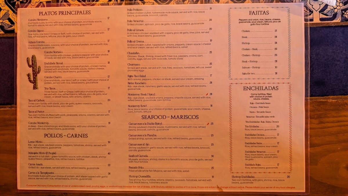Monterrey Mexican Restaurant Menu-1